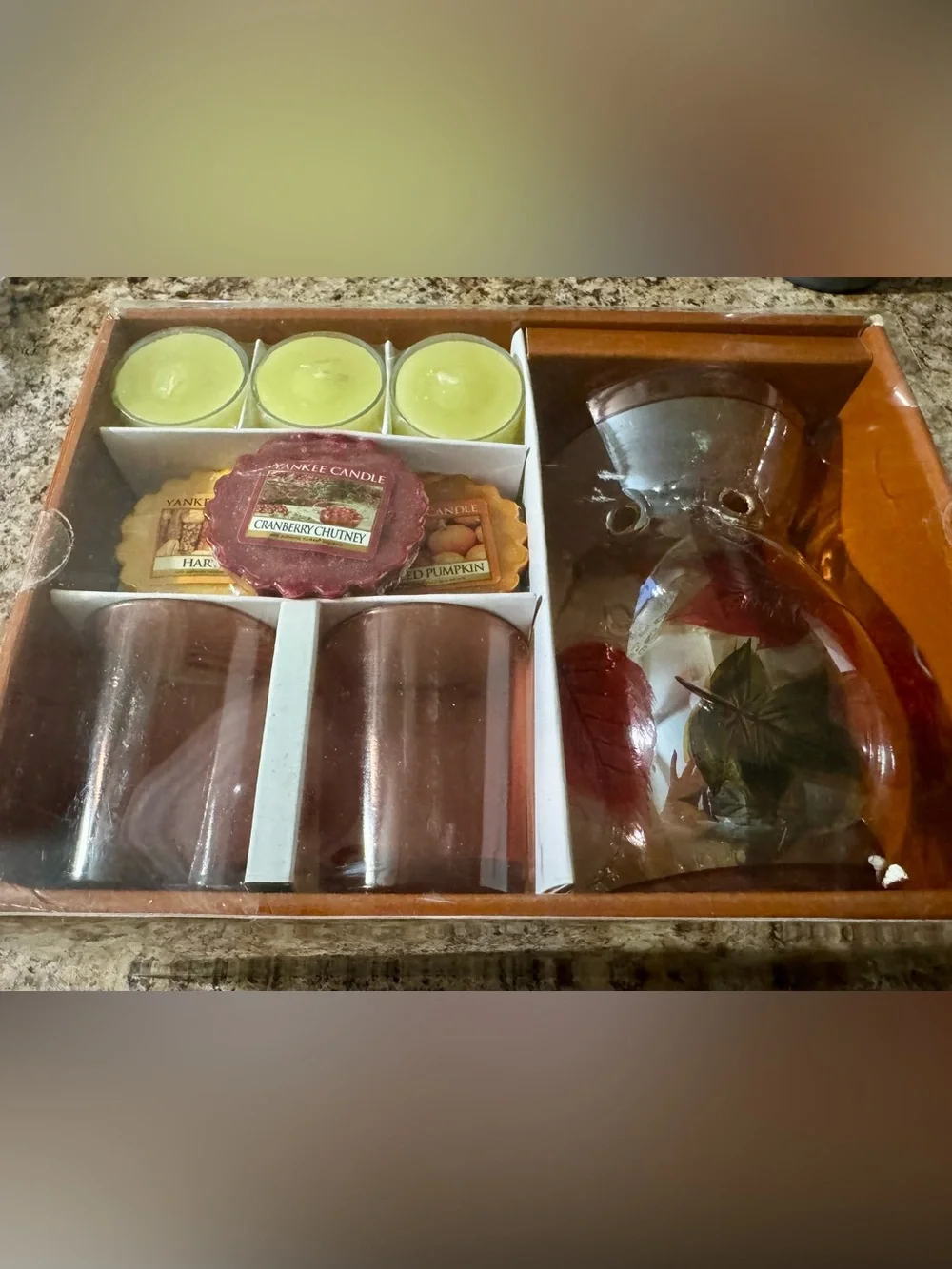 Yankee Candle Autumn Wax Melt & Glass Warmer Set - New